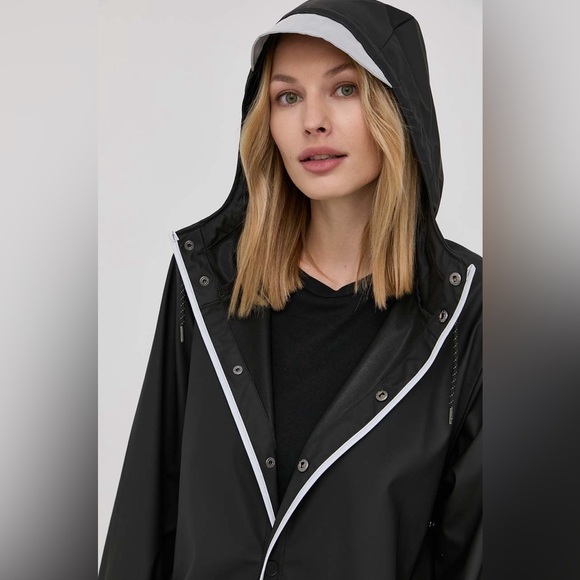 New RAINS UNISEX Long Jacket Reflective Medium $140 Black - Picture 3 of 9